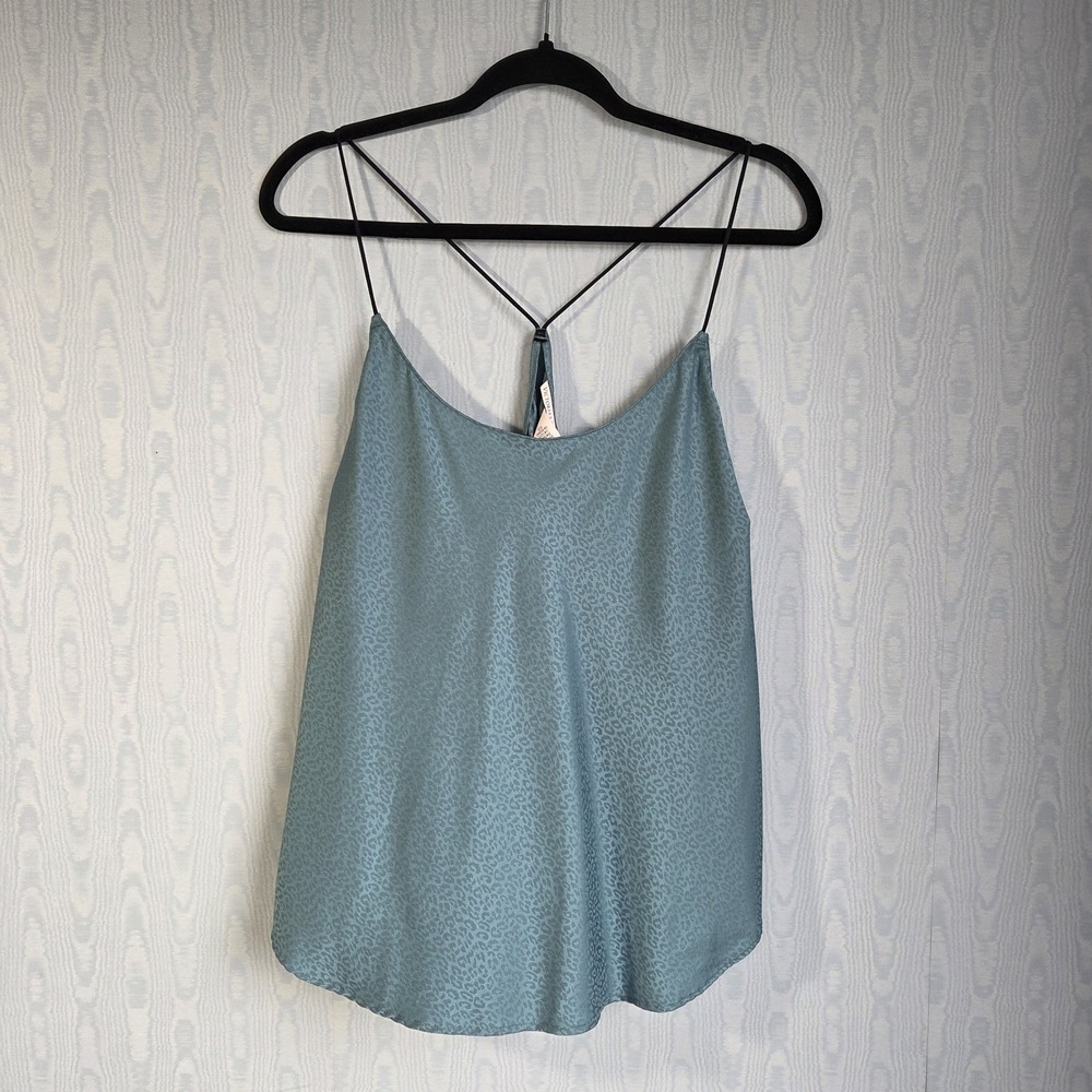 Victoria's Secret 2X Top Green Animal Print Racing Stripe Racerback Satin Cami
